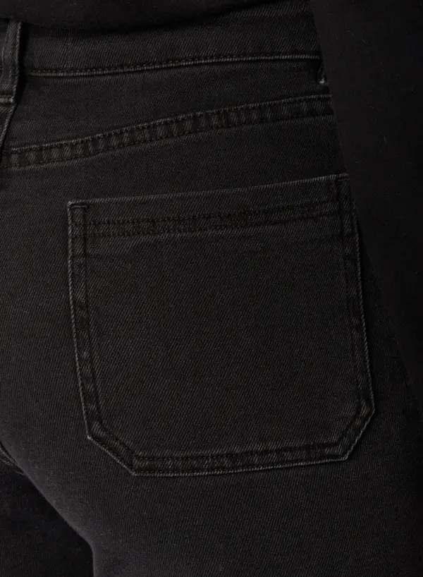 Flared Jeans with Button Fly and Patch Pockets Front 3 Image