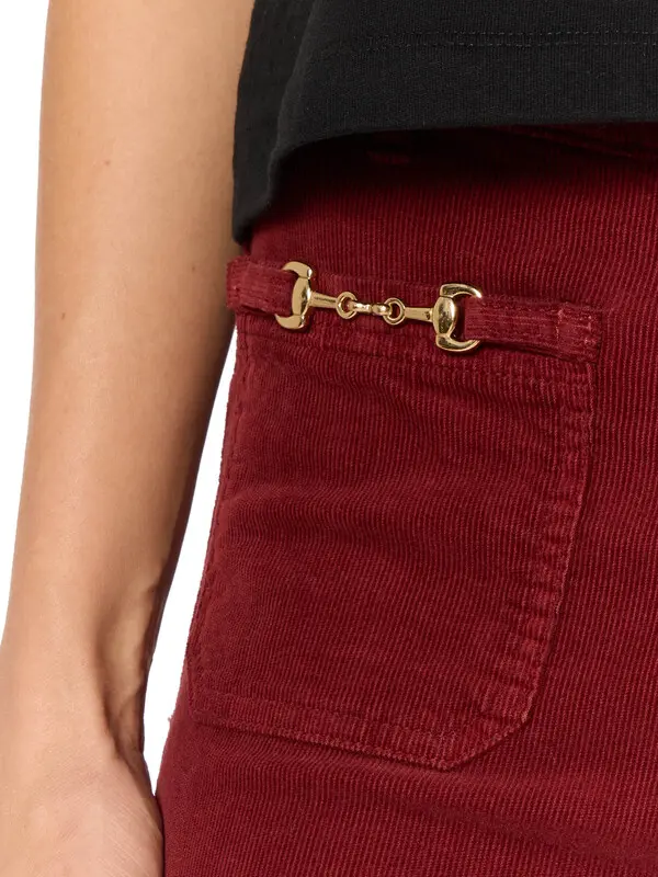 Velvet Flared Jeans with Patch Pockets 4 Image