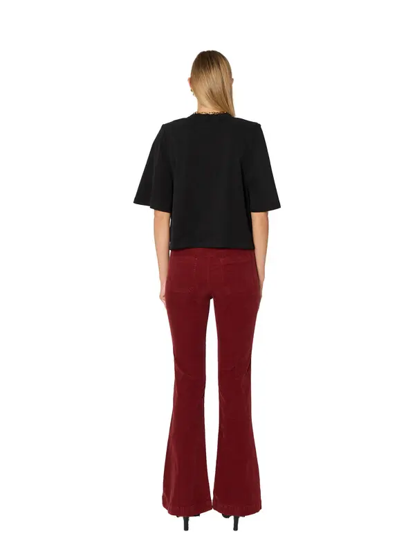 Velvet Flared Jeans with Patch Pockets 3 Image