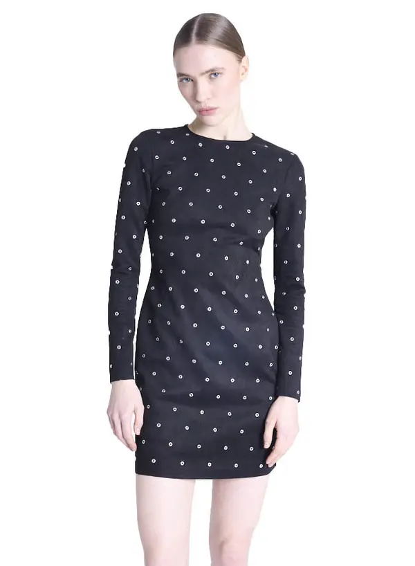 Suede Mini Dress with Eyelet Detail 1 Image