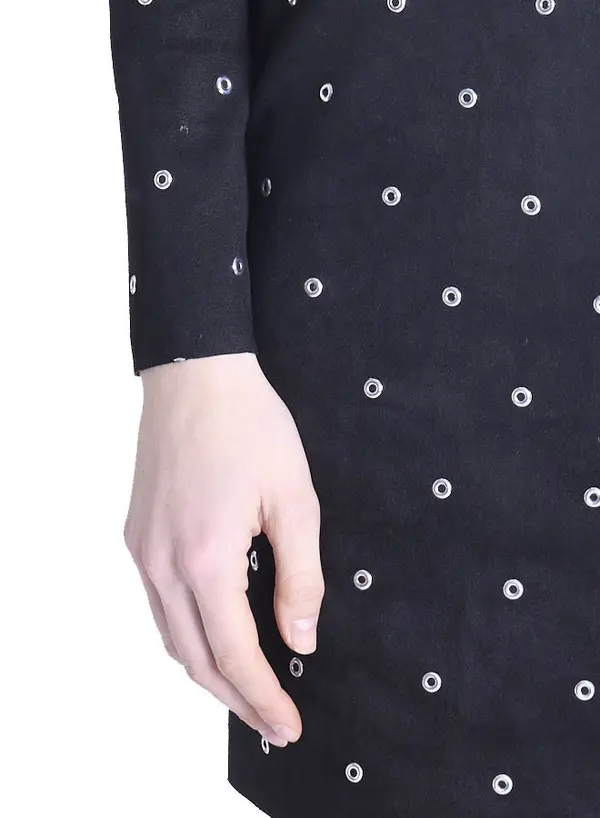 Suede Mini Dress with Eyelet Detail 3 Image