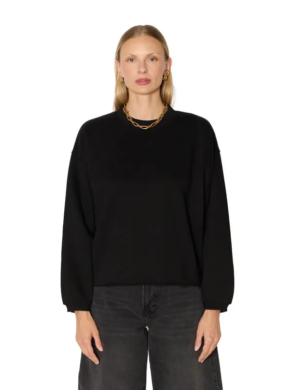 Straight Fit Sweatshirt with Rhinestones Wings on Back 2 Image