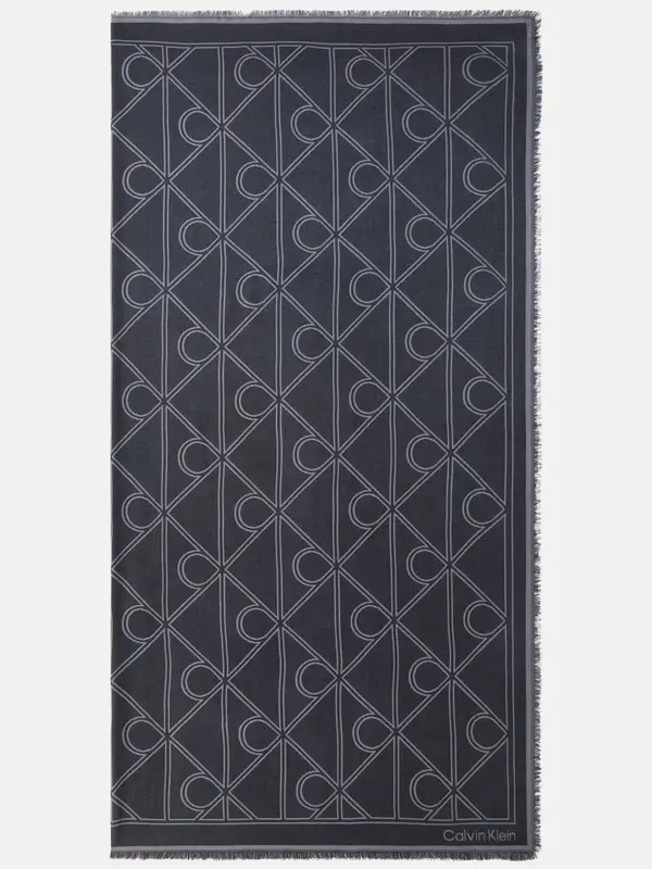 Scarf with White Geometric Logo Pattern 1 Image