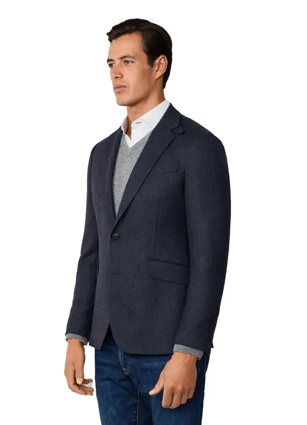Wool Blend Herringbone Blazer 2 Image