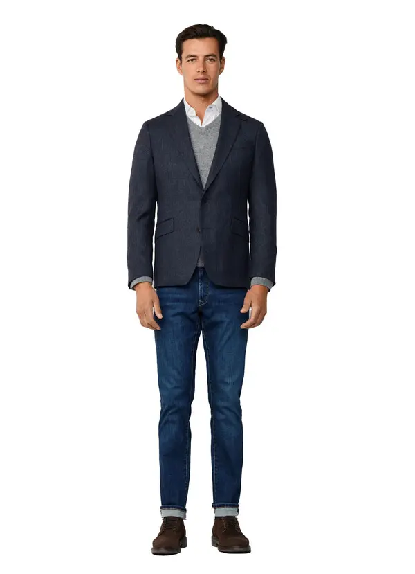Wool Blend Herringbone Blazer 3 Image
