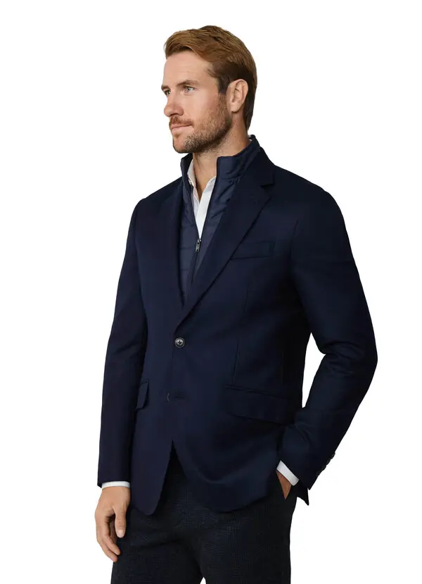 Wool Herringbone Flannel Blazer With Bib 2 Image