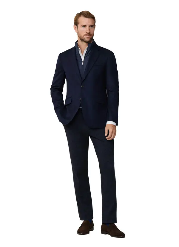 Wool Herringbone Flannel Blazer With Bib 3 Image