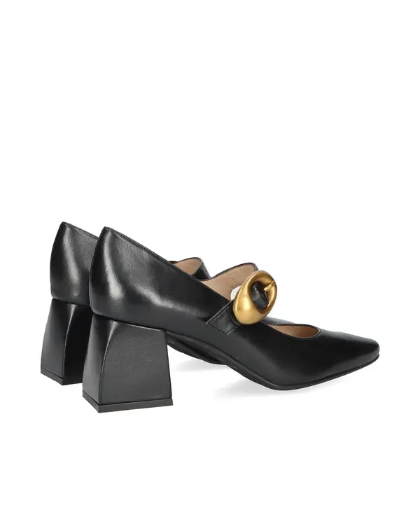 Leather Mary Jane Pump with Sculptural Buckle 3 Image