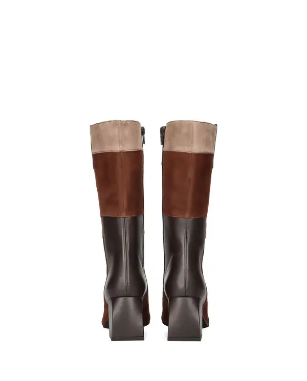 Mid-Calf Patchwork Suede and Leather Boot 1 Image