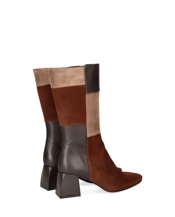 Mid-Calf Patchwork Suede and Leather Boot 2 Image