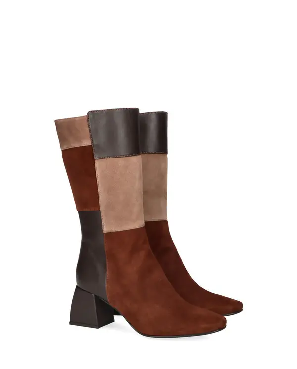 Mid-Calf Patchwork Suede and Leather Boot 3 Image