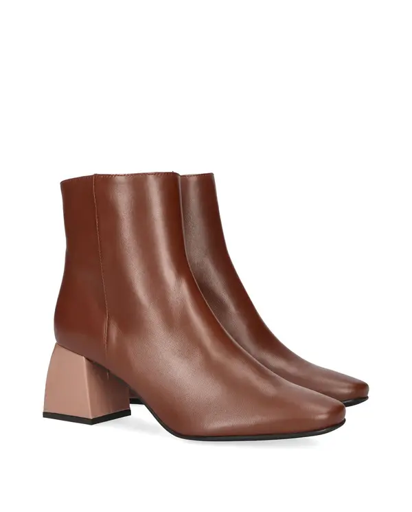 Leather Ankle Boots with Statement Block Heel 3 Image