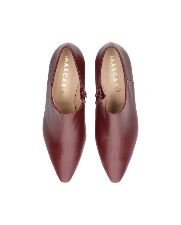 Leather Pointed Toe Kitten Heel Bootie 1 Image