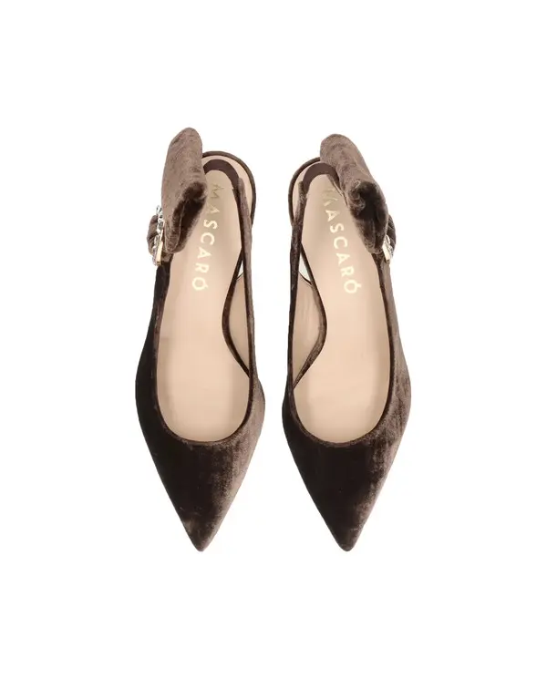 Velvet Slingback Heeled Pump with Crystal Buckle 1 Image