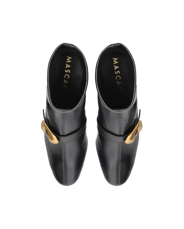 Leather Ankle Boot with Gold O-Ring Detail 1 Image