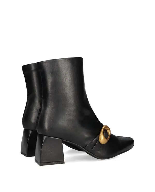 Leather Ankle Boot with Gold O-Ring Detail 2 Image
