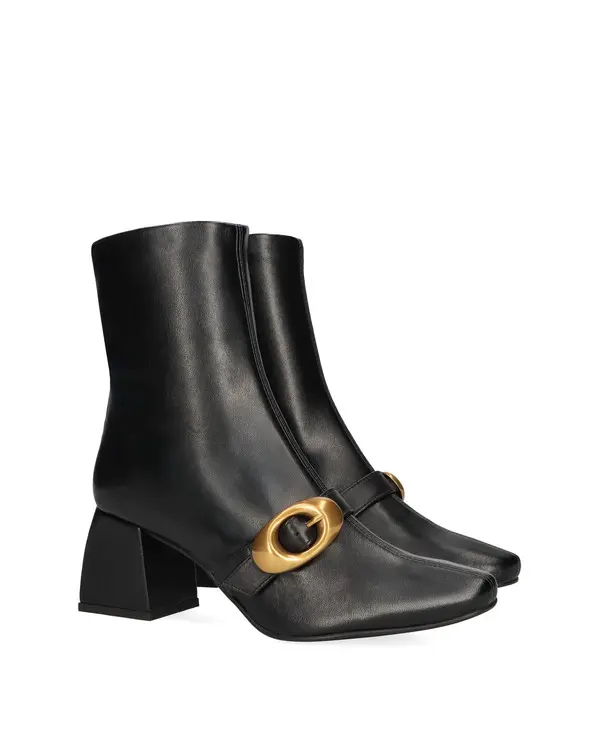 Leather Ankle Boot with Gold O-Ring Detail 3 Image
