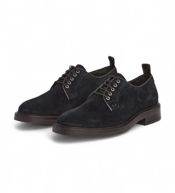 Lace-Up Suede Oxfords with Rear Pull Tab 1 Image