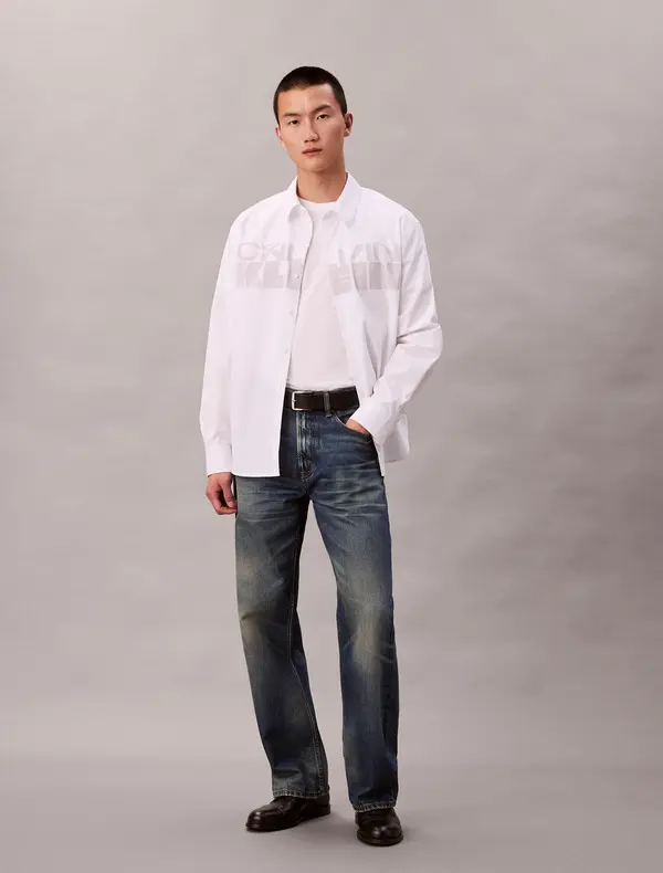 Logo Printed Poplin Relaxed Fit Shirt 1 Image