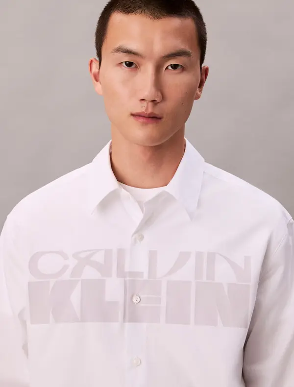 Logo Printed Poplin Relaxed Fit Shirt 2 Image