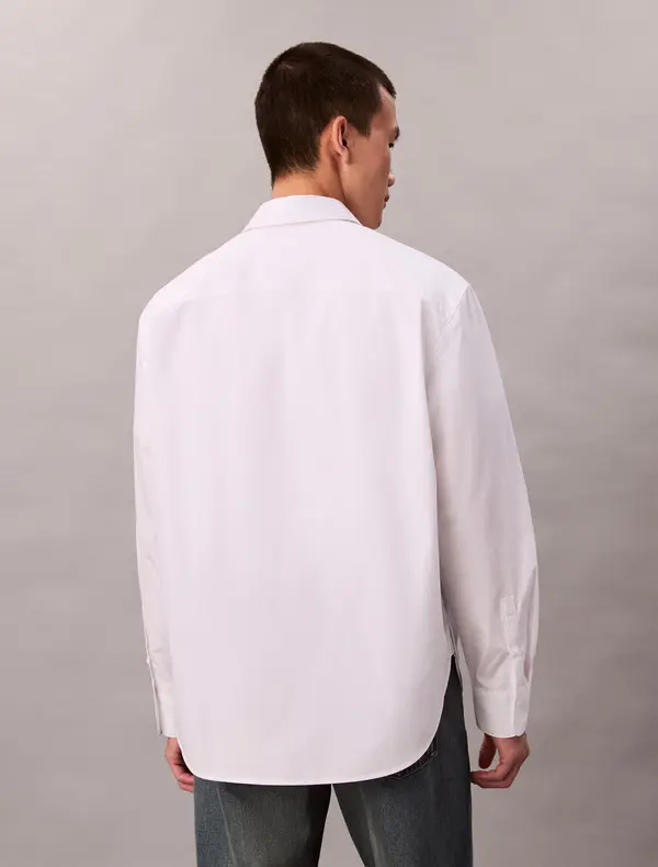 Logo Printed Poplin Relaxed Fit Shirt 4 Image