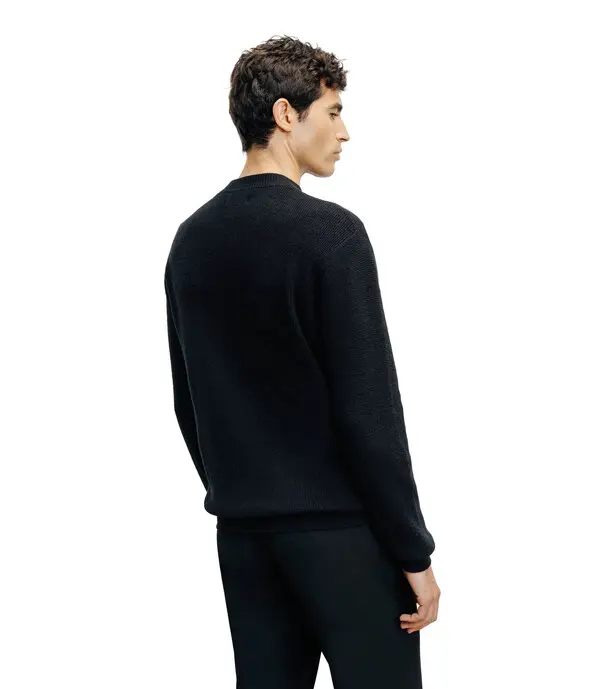 Crew Neck Long Sleeve Sweater with chest Zipper 2 Image