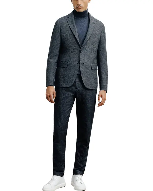 2 Buttoned Blazer Jacket with Contrasting Suede Elbow Patch 1 Image