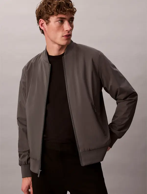 Minimalist Bomber Jacket with Ribbed Trim 1 Image
