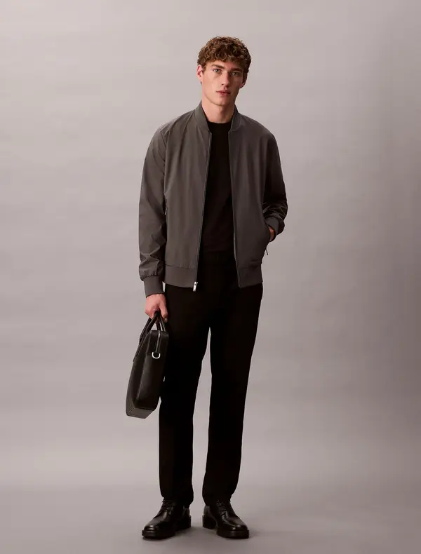 Minimalist Bomber Jacket with Ribbed Trim 2 Image