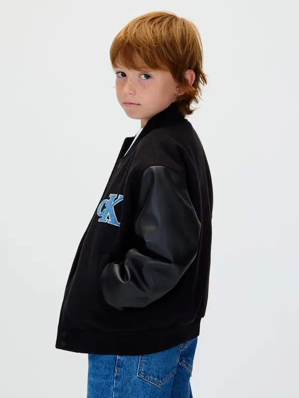 Varsity Jacket with Leather Sleeves 1 Image