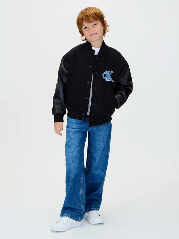 Varsity Jacket with Leather Sleeves 2 Image