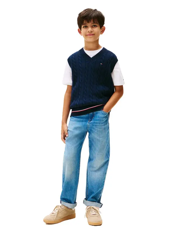 Signature Tape Cable Knit Sweater Vest 2 Image