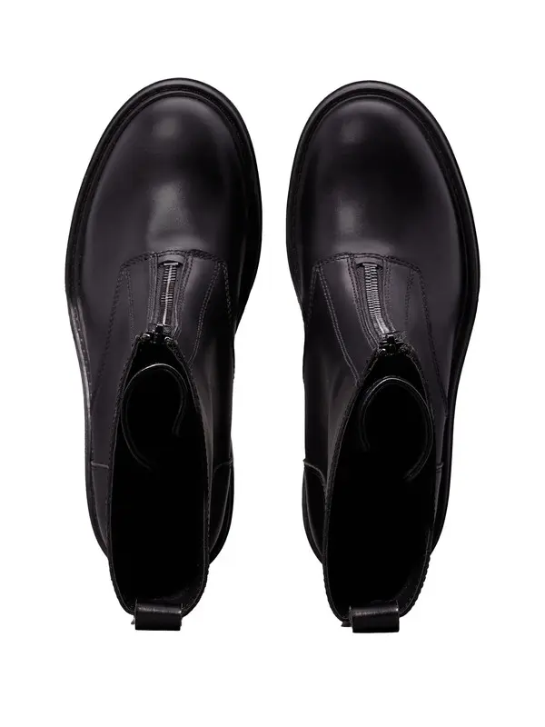 Leather Chunky Heeled Zip Boots 1 Image