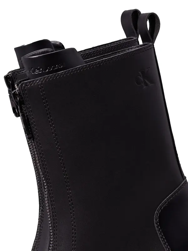 Leather Chunky Heeled Zip Boots 3 Image