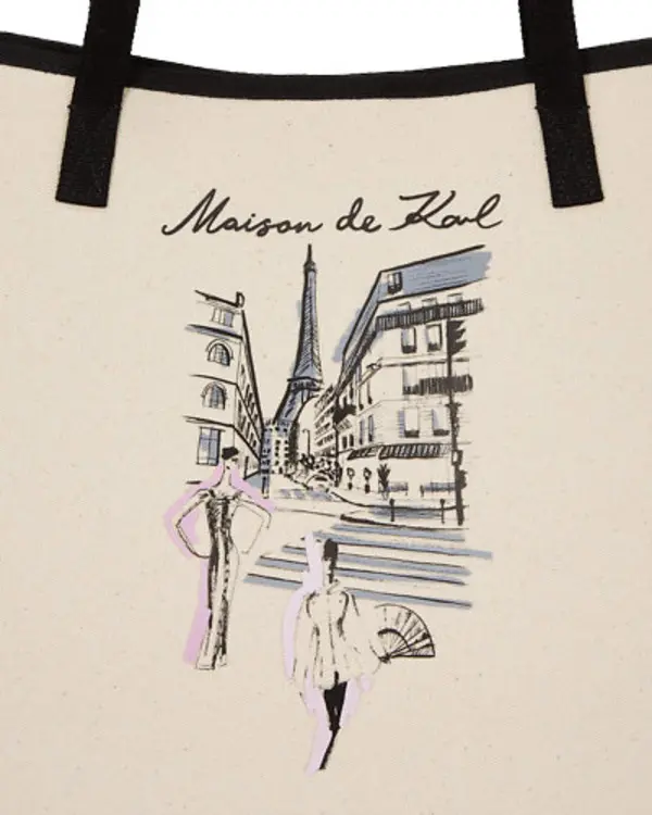 Canvas Tote Bag with Paris Skyline Illustration 2 Image