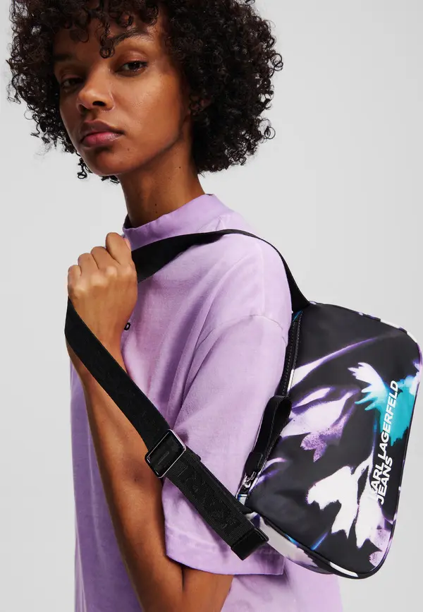 Abstract Graphic Print Baguette Shoulder Bag 1 Image