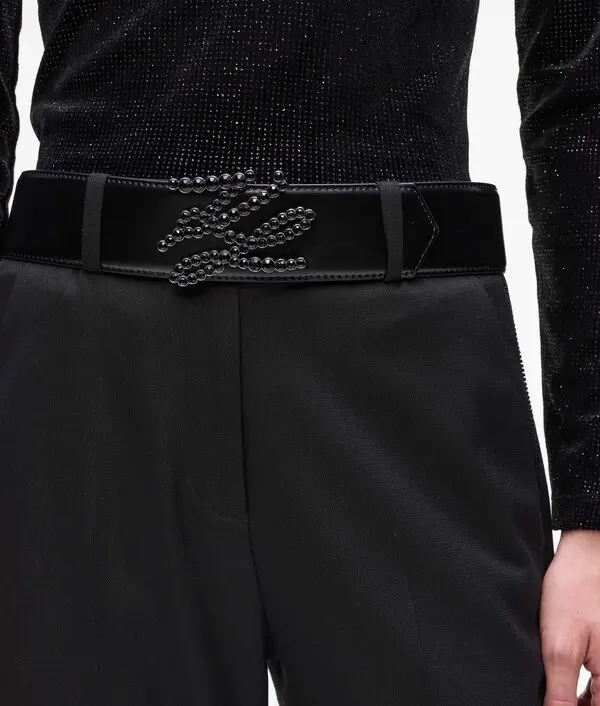 K/Autograph Rhinestone Embellishment Leather Belt 4 Image