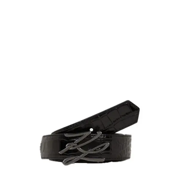 K/Autograph  Croc-Effect Leather Belt 2 Image