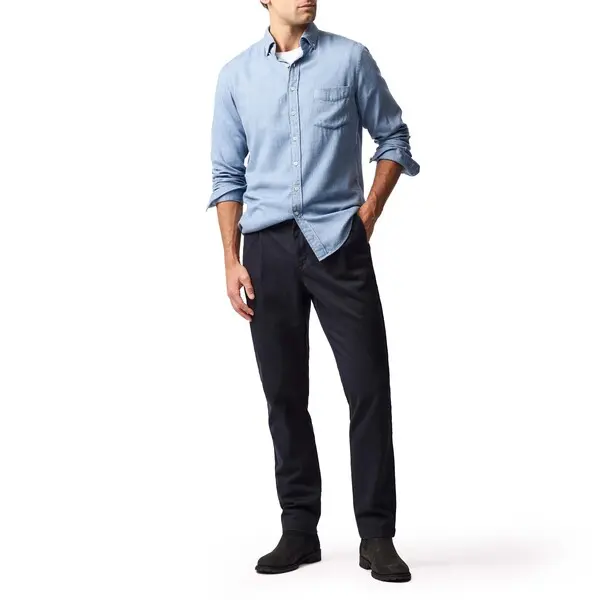 Single Pleat Cotton Chino Trousers 3 Image