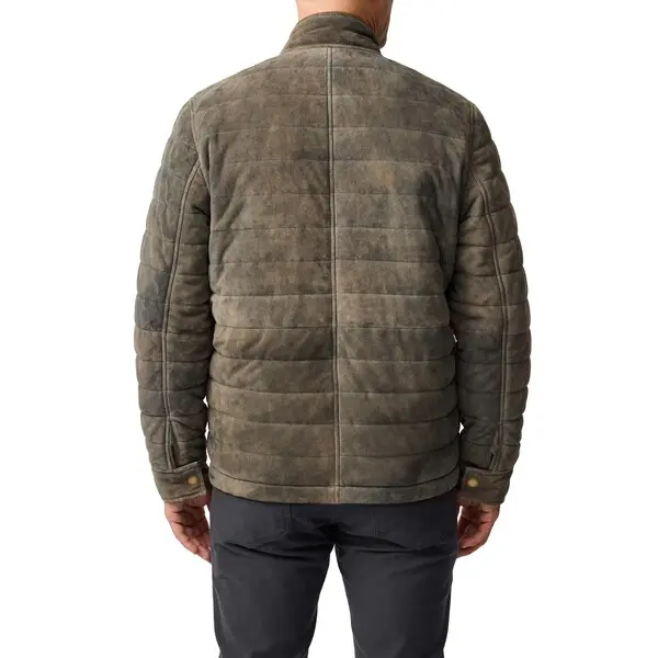 Stand Collar Suede Quilted Bomber 2 Image