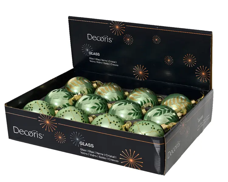 Baubles glass enamel- matt w leaves painting 1 Image