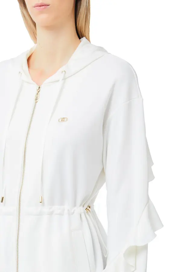 Hooded Zip Jacket with Ruffle Sleeves 2 Image