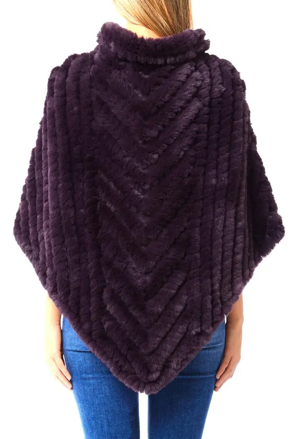 Faux Fur Chevron Poncho 1 Image
