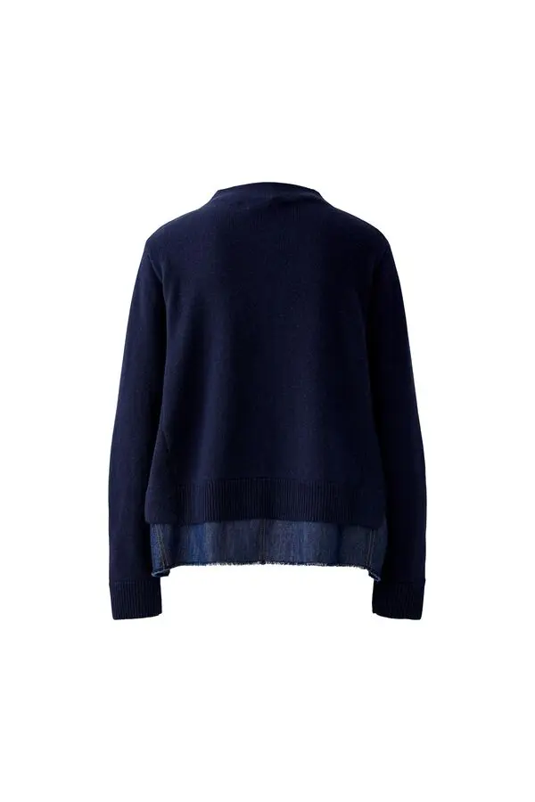 Pullover with Attached Denim Underlayer 1 Image