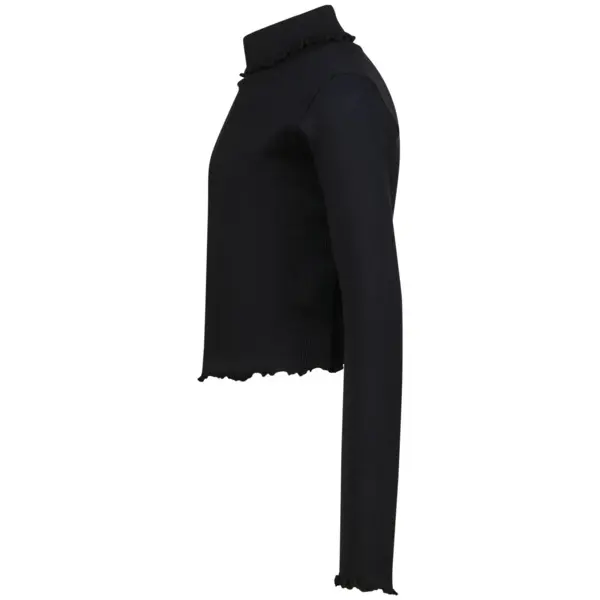 Cropped Long-Sleeve Top with Lettuce-Edge Trim 1 Image