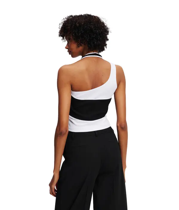 Asymmetric Layered Halter Crop Top 3 Image