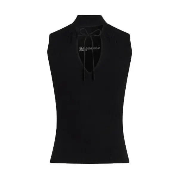 Ribbed Sleeveless Mock Neck Top 1 Image