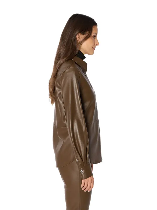 Straight Cut Faux Leather Shirt 2 Image