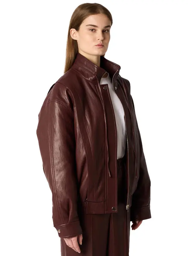  Oversized Leather Bomber Jacket 3 Image