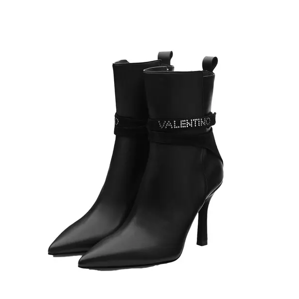 Leather Ankle Boots with Logo Studded Strap 1 Image